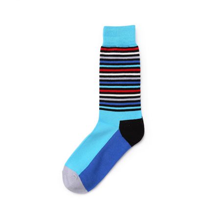 Classical stripe private label dress socks men-blue