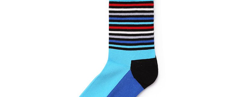 Classical stripe private label dress socks men-blue