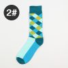 Diamond england style custom knee-high socks-green-blue