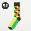 Diamond england style custom knee-high socks-green yellow