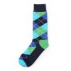 Diamonds and lines private label knee-high socks men-green