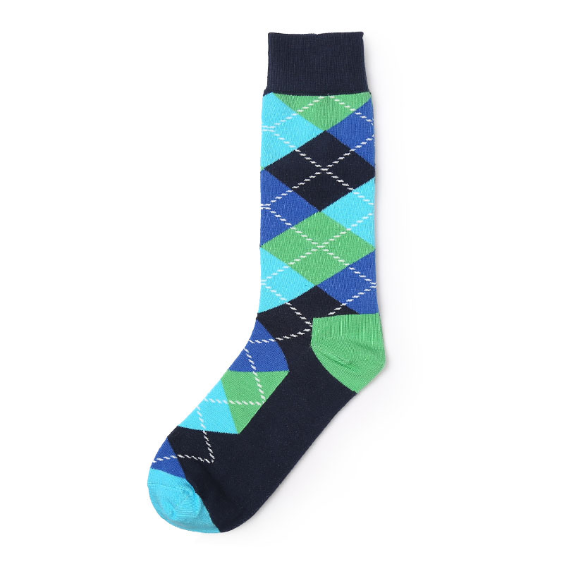 Diamonds and lines private label knee-high socks men - MeetSocks