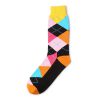 Diamonds and lines private label knee-high socks men-yellow-orange