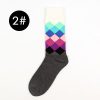 Gradient color england style private label knee-high socks-white black