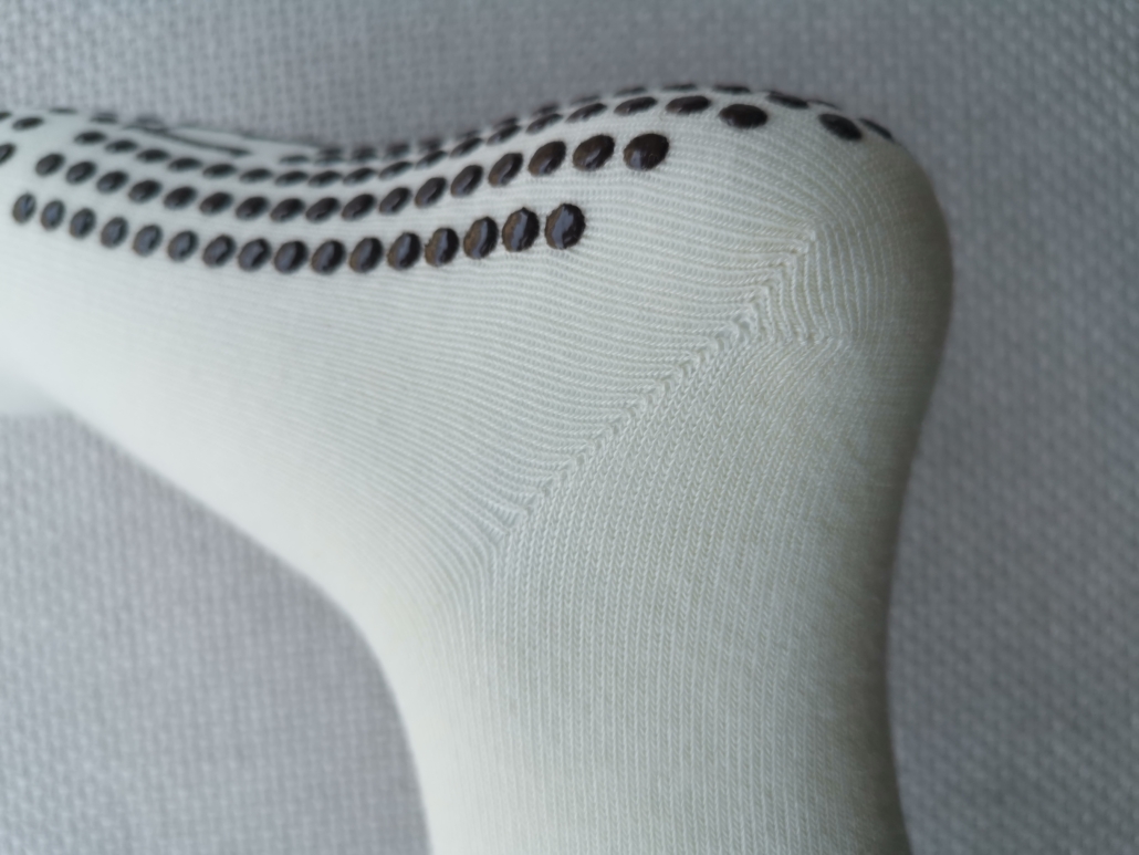 y-stitch heel outside of sock view