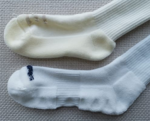 half-terry cushion vs. Random cushion with ribbing and mesh zones custom socks made