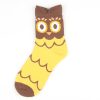 Owl series custom design crew socks cute-astonished yellow
