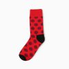 Private label knee-high socks unisex colorful dots-black dots in red background