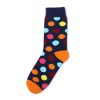 Private label knee-high socks unisex colorful dots-in black background