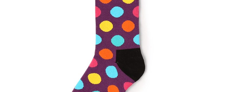 Private label knee-high socks unisex colorful dots in brown canvas