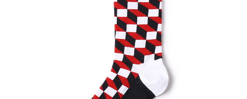 Stair blocks england style custom knee-high socks men-red