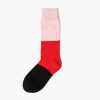 color blocks custom knee-high socks women red