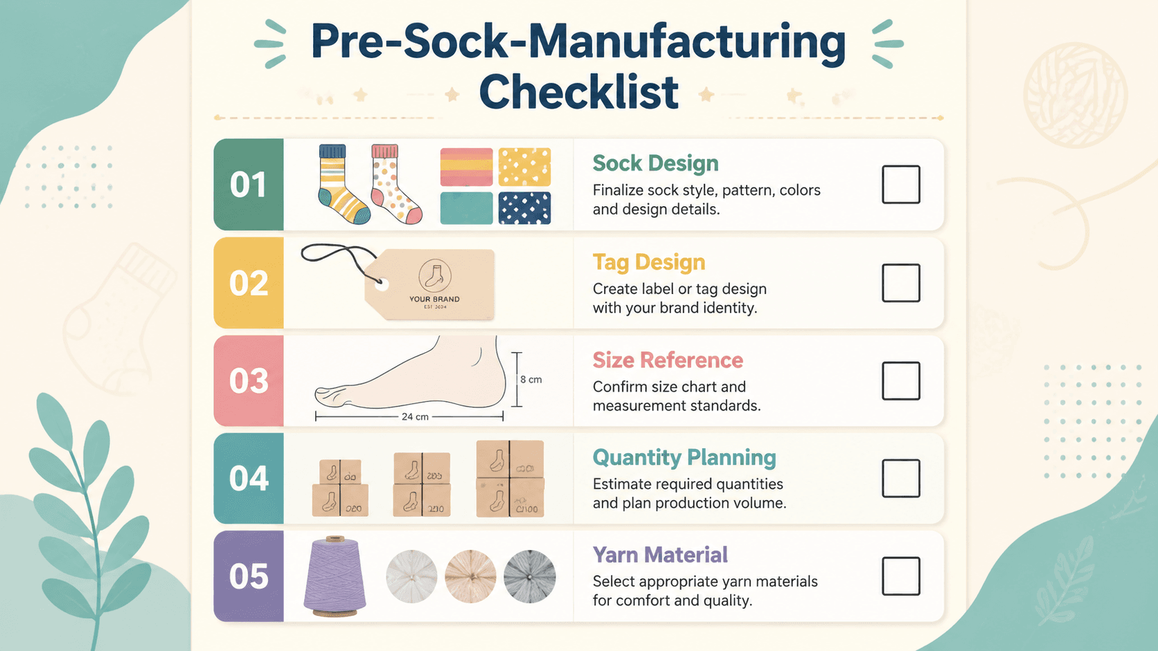 5-step preparation checklist before ordering custom socks from a factory