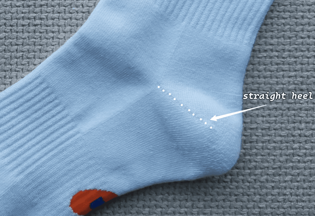 standard straight stitched sock heel close up