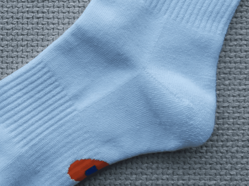 standard straight stitched sock heel close up