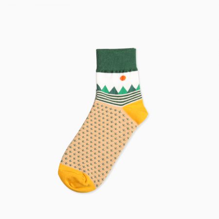 mountain custom crew socks unisex-mountains and grass