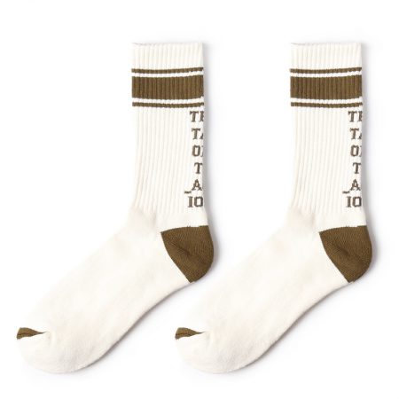 stripe sock private label terry sports socks men-brown